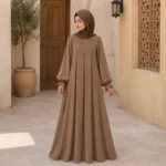 Aurelia Pleated Abaya - Mocha Taupe