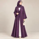 Front view of the Lyla Crinkle Abaya in royal purple